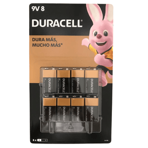 Pilas alcalinas 9V Duracell paquete 8 piezas - Avotools