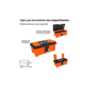 Caja Herramienta 16'' Naranja, Con Comp. CHA-16NC, Truper (11141) - Avotools