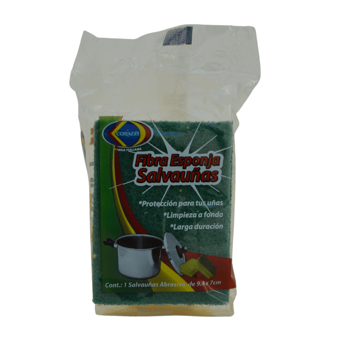 Fibra Esponja Salvauñas Amarilla-verde 9.4x7cm Corazzi Caja 24pz