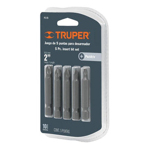 Juego De 5 Puntas Pozidriv, Largo 2 , Truper PUDE-2002 (17799) - Avotools