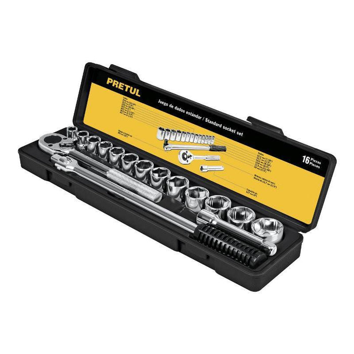 Juego De Dados,  1/2 , 17 Pzas, Standard, Pretul JD-1/2X17SAE-P (21172)