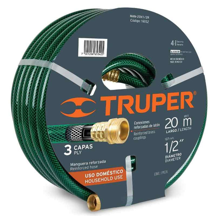 Manguera Verde Reforzada 1/2 20mt Truper MAN-20X1/2R (16032)