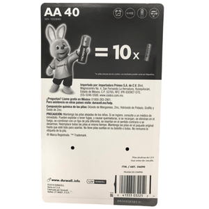Pilas baterias alcalinas Duracell AA paquete 40 piezas - Avotools